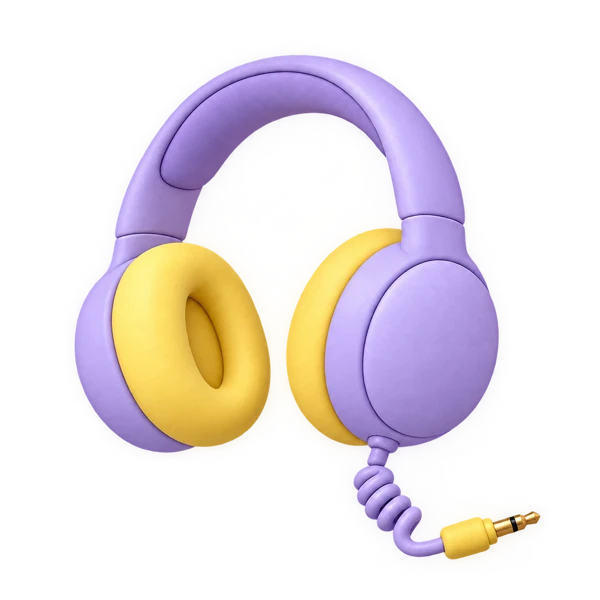 Lilac clay headphones with the cord unplugged